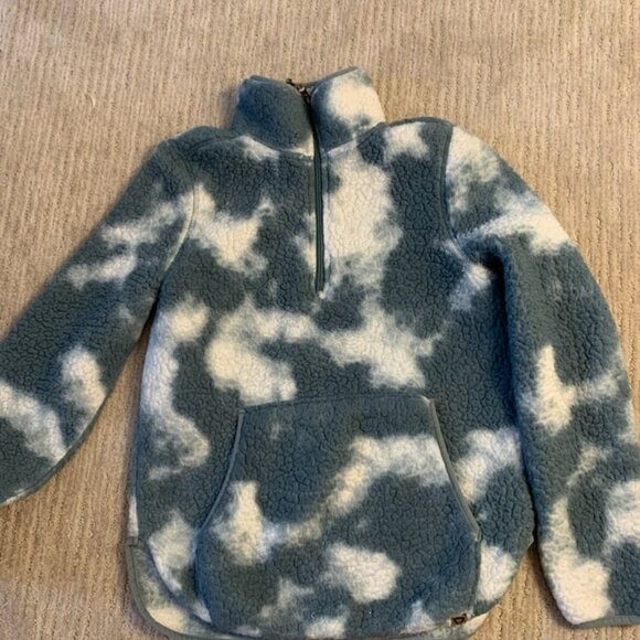 Blue and white turtle neck teddy jacket - Picture 1 of 2